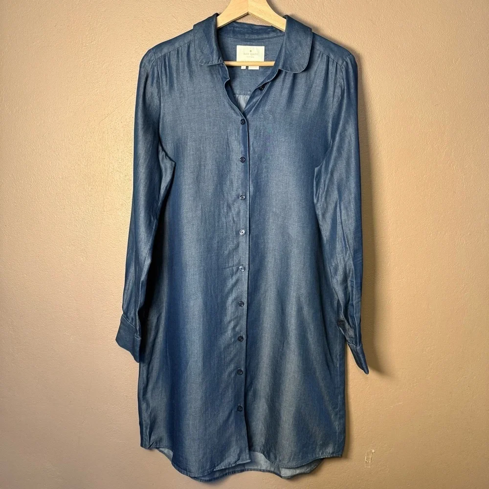 Kate Spade Las Vegas Indigo Griffin Dress Women’s Size 6 Long Sleeve Cotton Boho